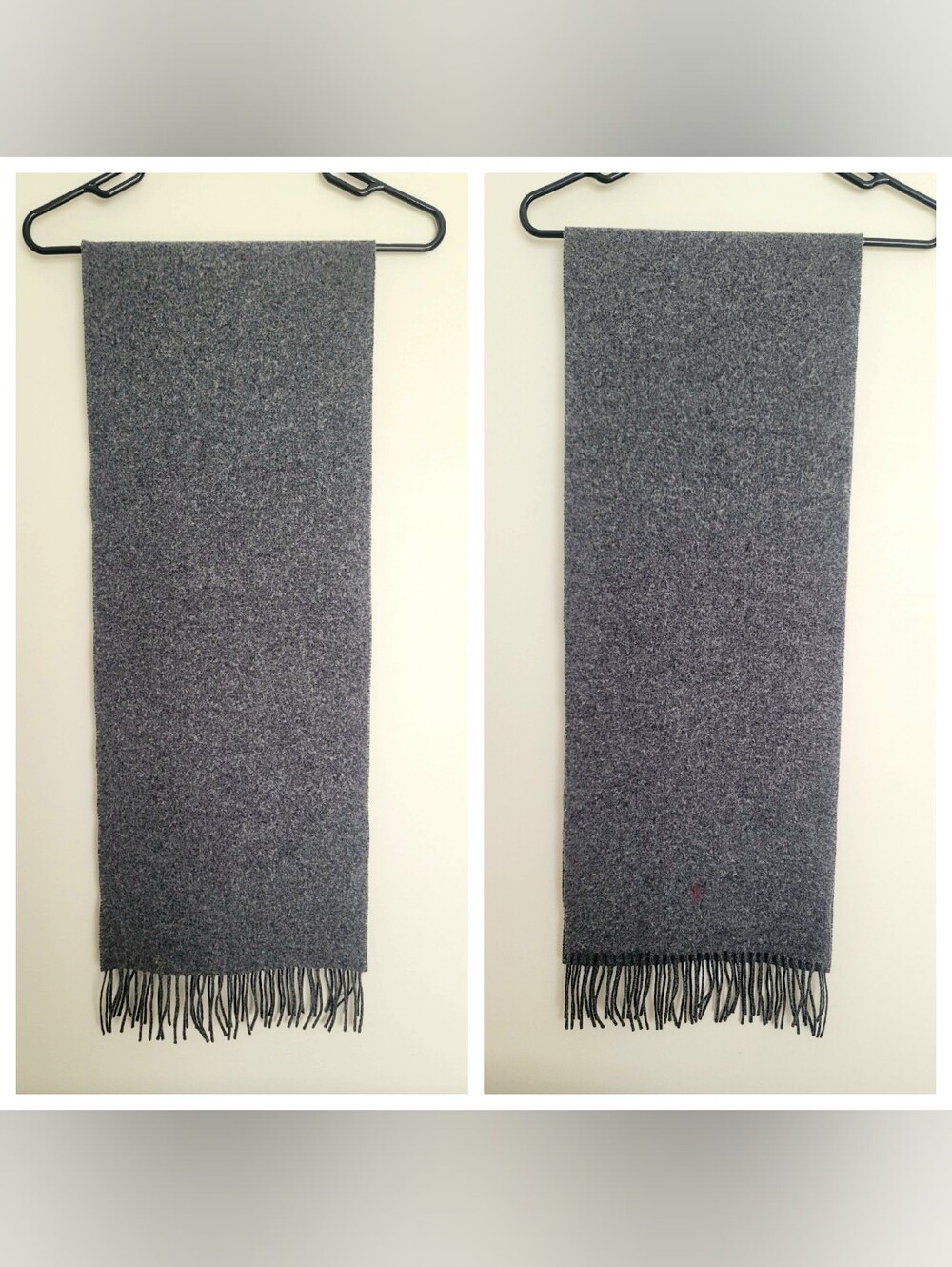 VTG Polo Ralph Lauren Unisex 100% Scotland Wool Charcoal Grey Scarf 90s Preppy - Picture 11 of 13